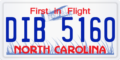 NC license plate DIB5160