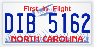 NC license plate DIB5162