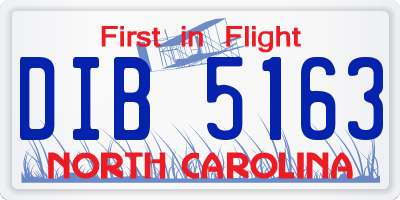 NC license plate DIB5163