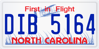 NC license plate DIB5164