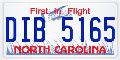 NC license plate DIB5165