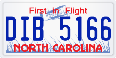 NC license plate DIB5166