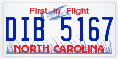NC license plate DIB5167