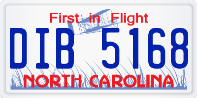 NC license plate DIB5168