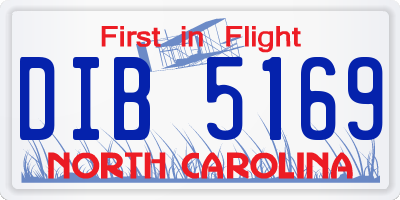 NC license plate DIB5169