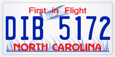 NC license plate DIB5172