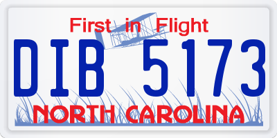 NC license plate DIB5173