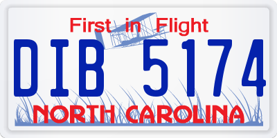 NC license plate DIB5174