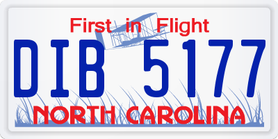 NC license plate DIB5177