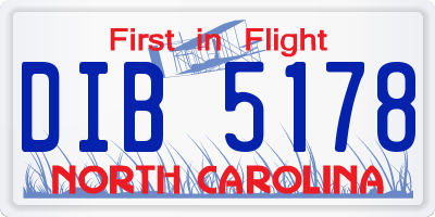NC license plate DIB5178
