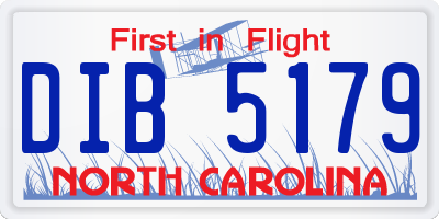 NC license plate DIB5179