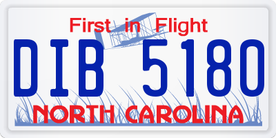 NC license plate DIB5180
