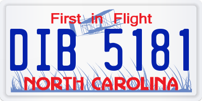 NC license plate DIB5181