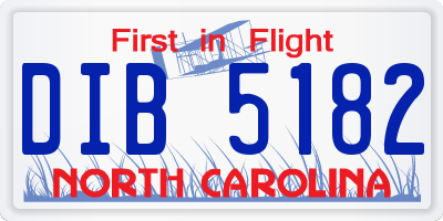 NC license plate DIB5182