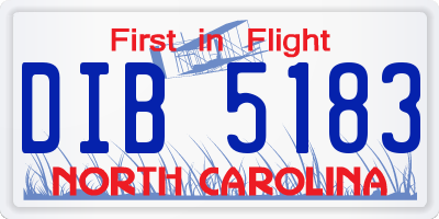 NC license plate DIB5183