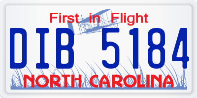 NC license plate DIB5184