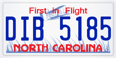 NC license plate DIB5185
