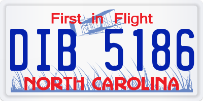 NC license plate DIB5186