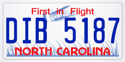 NC license plate DIB5187