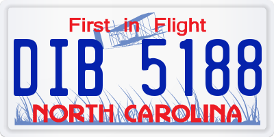 NC license plate DIB5188