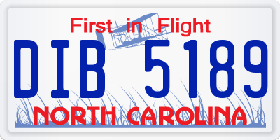 NC license plate DIB5189