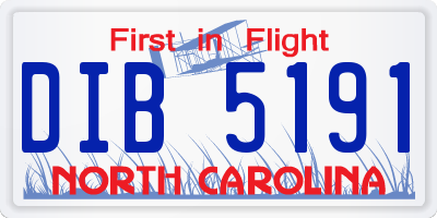 NC license plate DIB5191