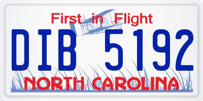 NC license plate DIB5192