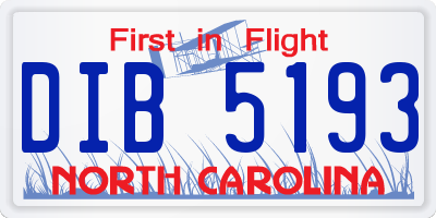 NC license plate DIB5193
