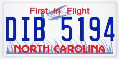 NC license plate DIB5194