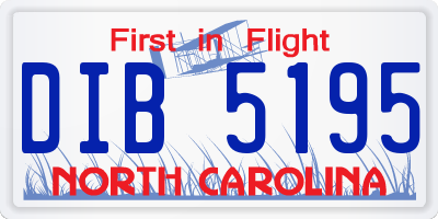 NC license plate DIB5195
