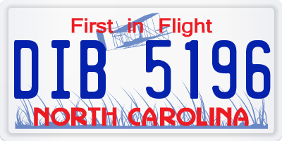 NC license plate DIB5196