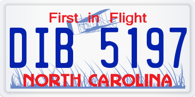 NC license plate DIB5197