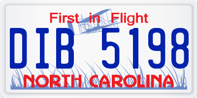 NC license plate DIB5198
