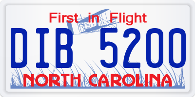 NC license plate DIB5200