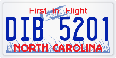 NC license plate DIB5201