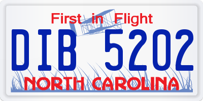 NC license plate DIB5202