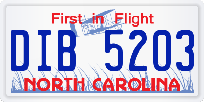 NC license plate DIB5203