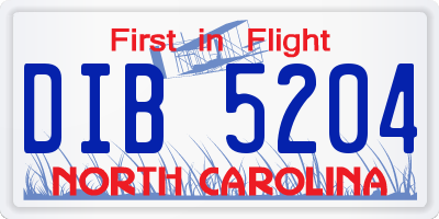 NC license plate DIB5204