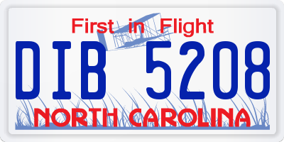 NC license plate DIB5208