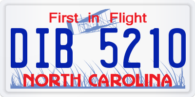 NC license plate DIB5210