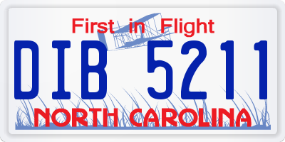 NC license plate DIB5211