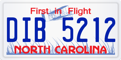 NC license plate DIB5212