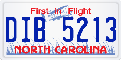 NC license plate DIB5213