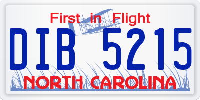 NC license plate DIB5215