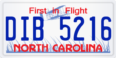 NC license plate DIB5216
