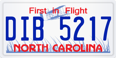 NC license plate DIB5217