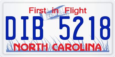 NC license plate DIB5218