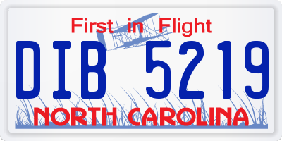 NC license plate DIB5219