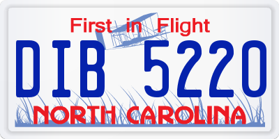 NC license plate DIB5220