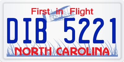 NC license plate DIB5221